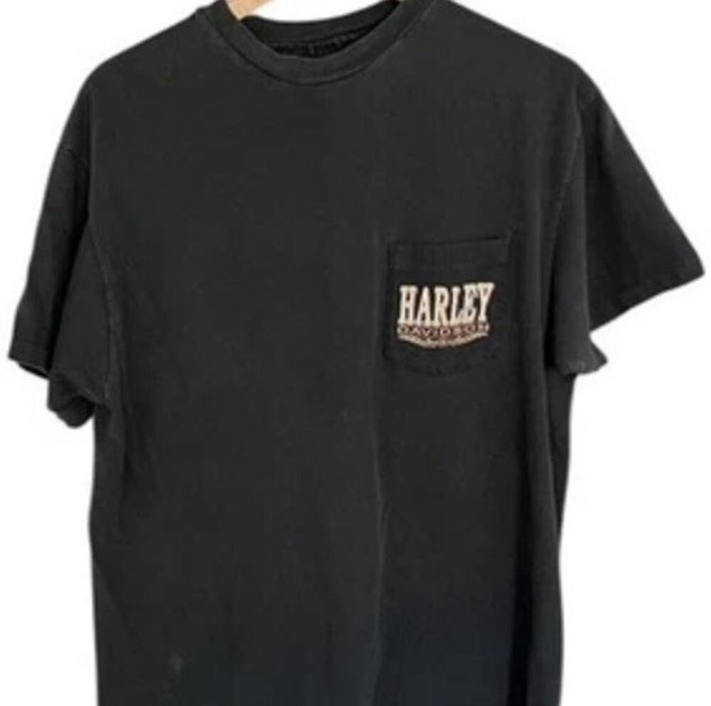 VINTAGE 90s HARLEY-DAVIDSON POCKET Single Stitch T-shirt Stratford CT Large 2070